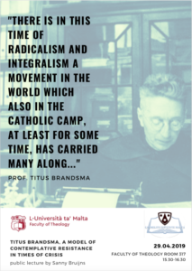Titus Brandsma (1881-1942). A Model of Contemplative  Resistance in Times of Crisis.